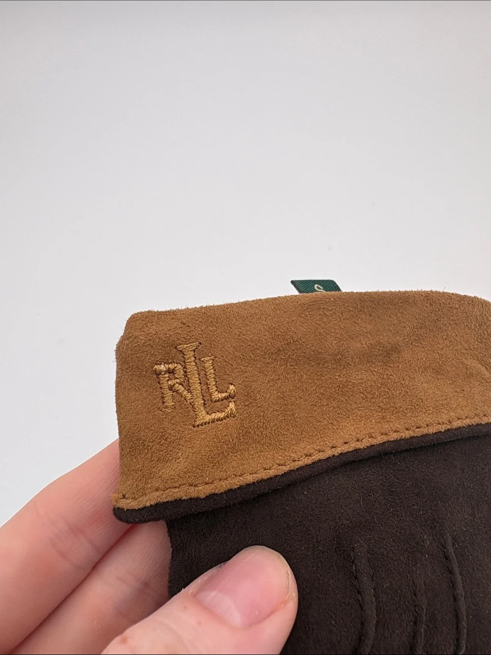 Ralph Lauren Leather Gloves Brown Tan Cuff RL Size Small Driving Gloves Fashion